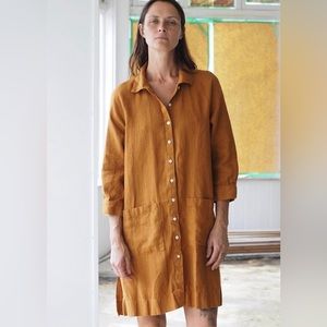 Beaton Linen Ragland Coat Dress in rust